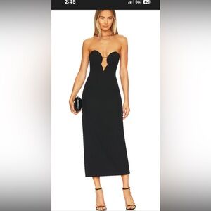 Bardot Black Strapless Cutout Midi Dress